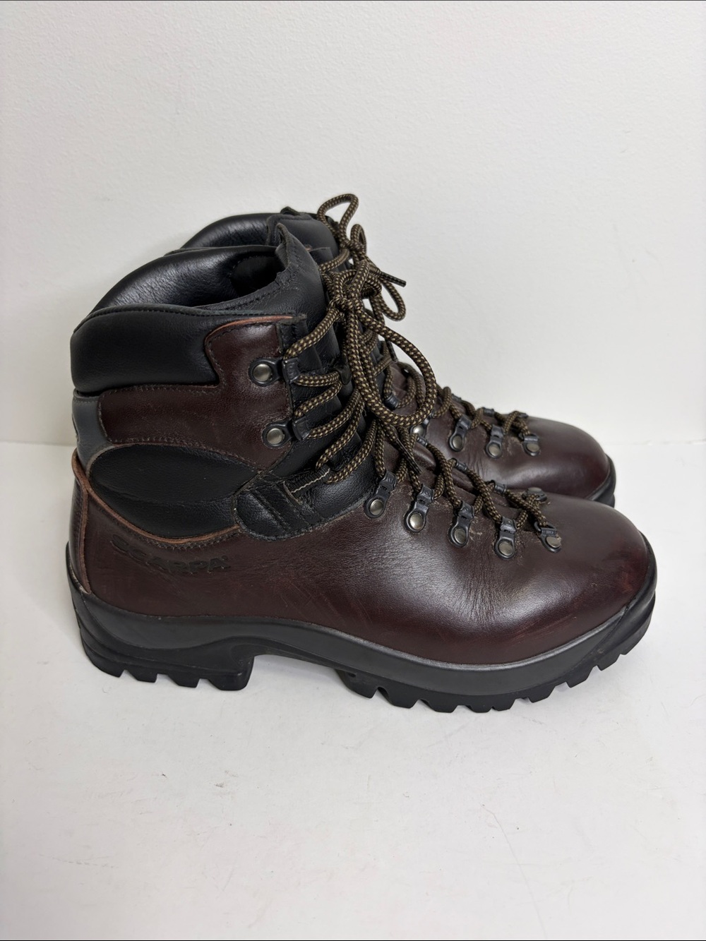 Scarpa Backpacking Boots Mens 42 9 Brown Leather SL M3 Vibram Hiking Trekking